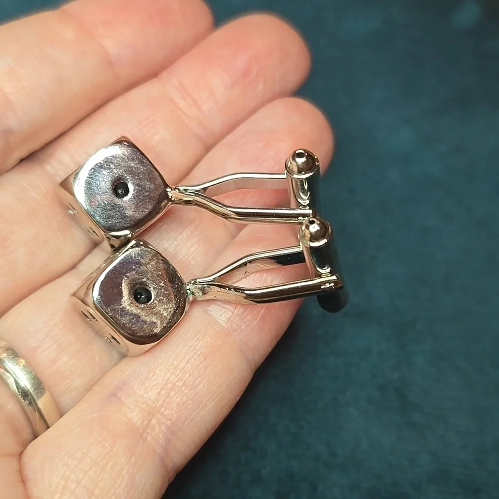 Silver and Black Modern Dice Stainless Steel Cuff Links Brand New